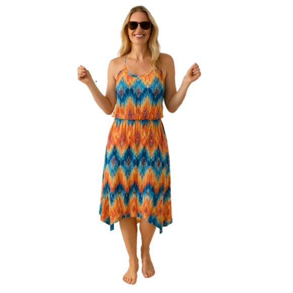 City Triangles Dresses & Skirts - City Triangles Sleeveless Dress with Handkerchief Hem Sheer & Lined Size L